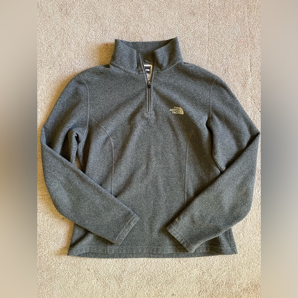 THE NORTH FACE Dark Gray Sweater Top Zip Fleece Granola Warm Women's Sz Medium
